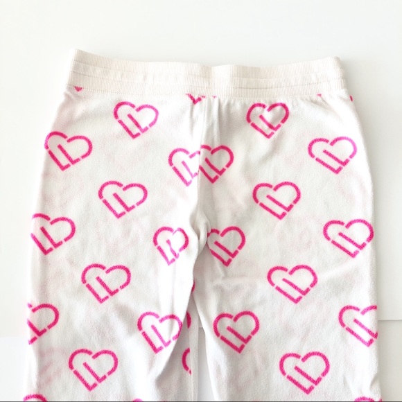 Aeropostale Fuzzy White Pink Heart Pajama Pants M - Picture 3 of 6